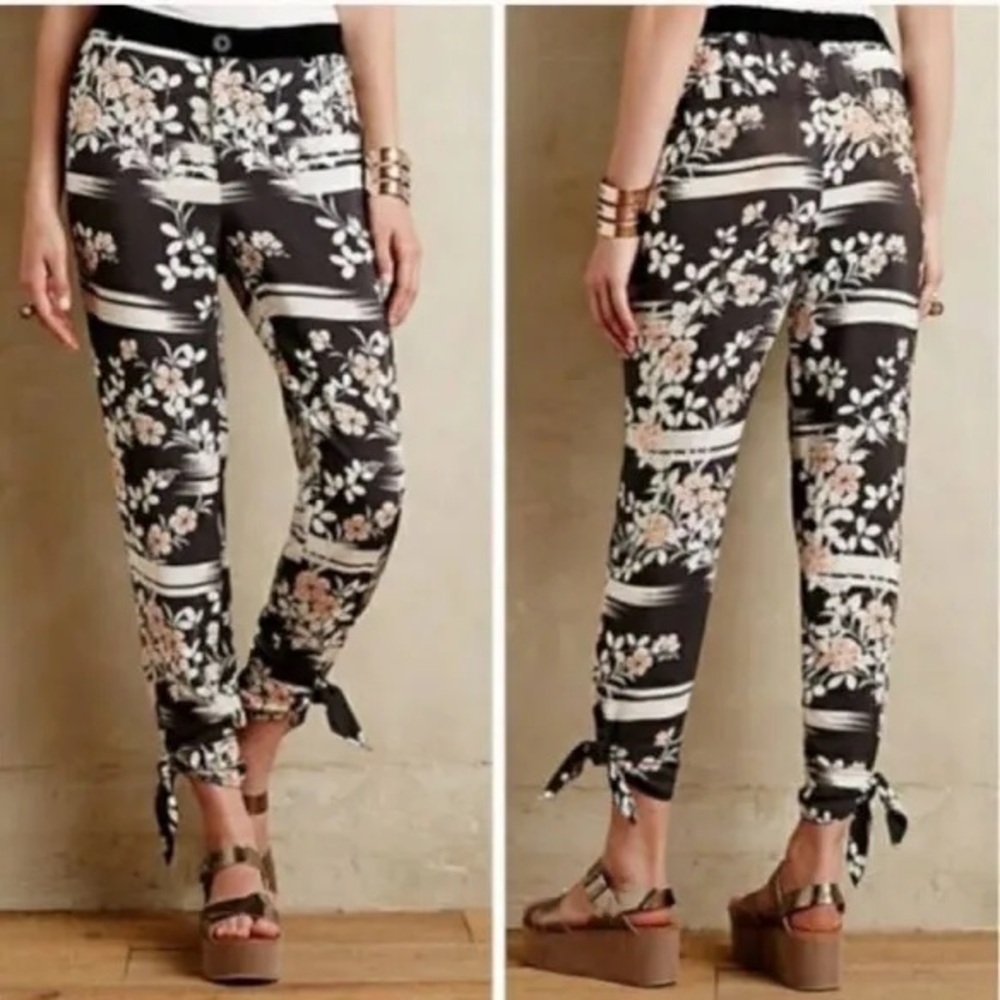 Anthropologie Elevensies Wildflower pull on stretch dress pants joggers medium